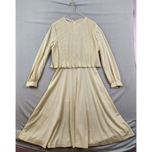 Vintage John Wynkoop for Penny Young Ivory Dress Size 14 1970s VTG